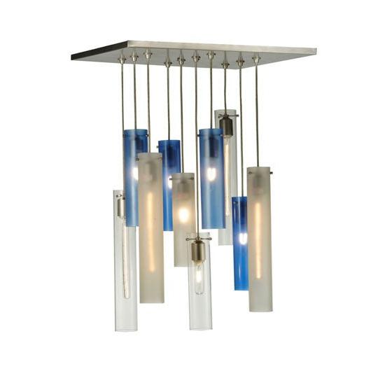 2nd Ave Lighting Cilindro 17" 10 LT Cascading Pendant in Nickel Finish