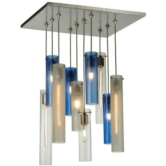 2nd Ave Lighting Cilindro 17" 10 LT Cascading Pendant in Nickel Finish
