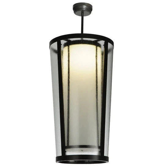 2nd Ave Lighting Cilindro 21" 1-Light Rainstone And Statuario Idalight Lens Color Timeless Bronze Tapered Semi-Flushmount Light