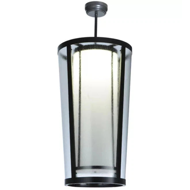 2nd Ave Lighting Cilindro 21" 1-Light Rainstone And Statuario Idalight Lens Color Timeless Bronze Tapered Semi-Flushmount Light
