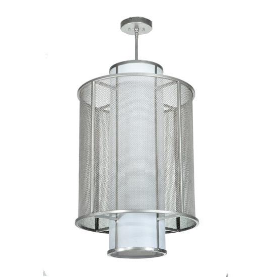 2nd Ave Lighting Cilindro 22" Weave-Tex Pendant in Nickel Finish