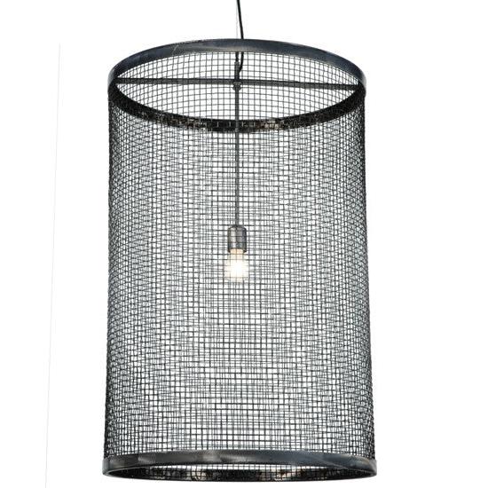 2nd Ave Lighting Cilindro 24" Cage Pendant With Steel Finish