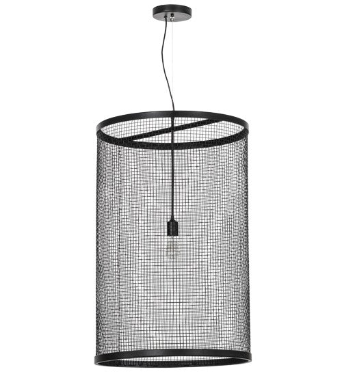 2nd Ave Lighting Cilindro 24" Cage Pendant in Satin Black