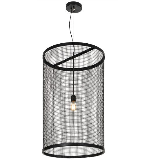 2nd Ave Lighting Cilindro 24" Cage Pendant in Satin Black