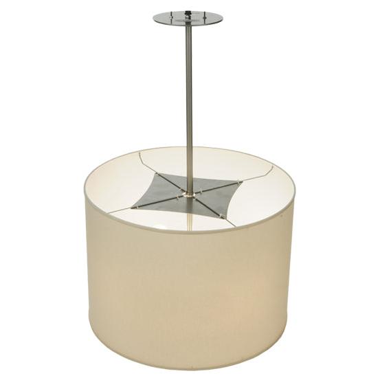 2nd Ave Lighting Cilindro 24" Cream Textrene Statuario Idalight Brushed Nickel Pendant Light