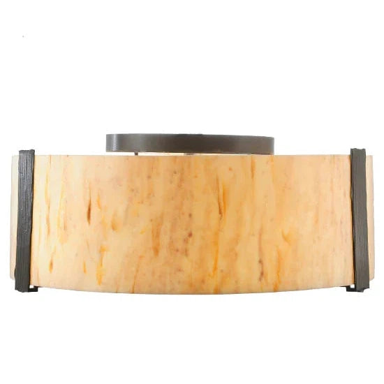 2nd Ave Lighting Cilindro 24" Travertine Idalight and Statuario Diffuser Timeless Bronze Flush Mount Lighting
