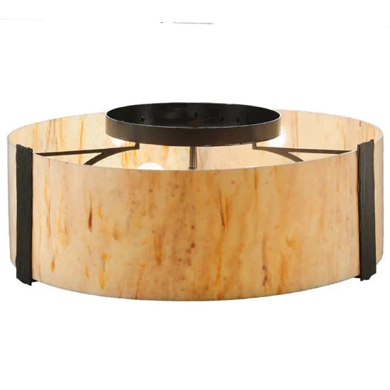 2nd Ave Lighting Cilindro 24" Travertine Idalight and Statuario Diffuser Timeless Bronze Flush Mount Lighting