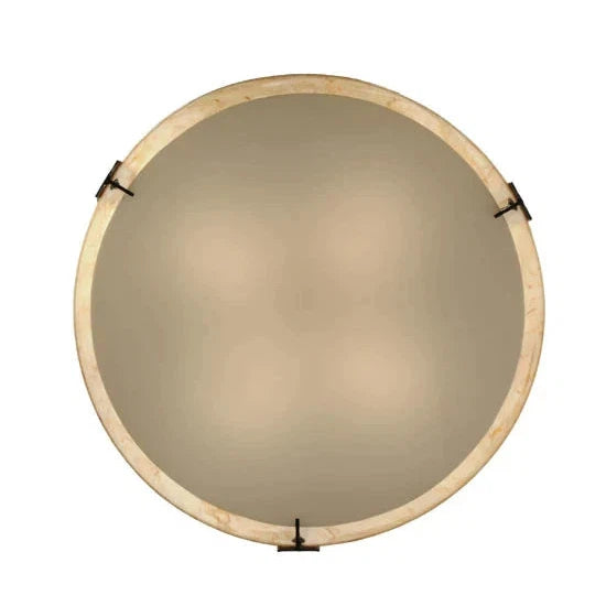 2nd Ave Lighting Cilindro 24" Travertine Idalight and Statuario Diffuser Timeless Bronze Flush Mount Lighting