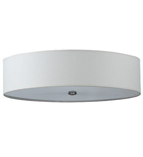 2nd Ave Lighting Cilindro 24" Wide Off White Textrene Flushmount With Nickel Powder Coat