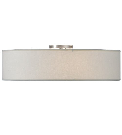 2nd Ave Lighting Cilindro 24" Wide Off White Textrene Flushmount With Nickel Powder Coat