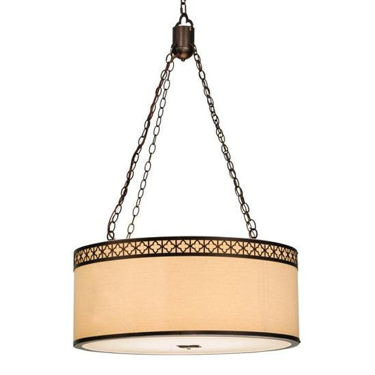 2nd Ave Lighting Cilindro 30" Quatrefoil Textrene Pendant in Mahogany Bronze