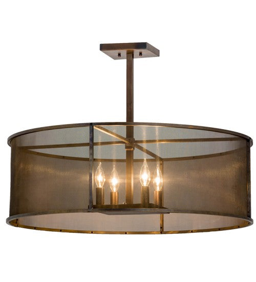 2nd Ave Lighting Cilindro 30" Wide Rame Pendant in Antique Brass Finish