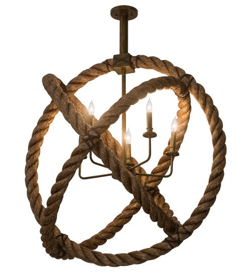 2nd Ave Lighting Cilindro 36" Bola Rope Pendant in Matte Antique Brass Finish
