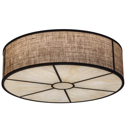 2nd Ave Lighting Cilindro 36" Burlap Textrene Flushmount With Oil Rubbed Bronze Finish