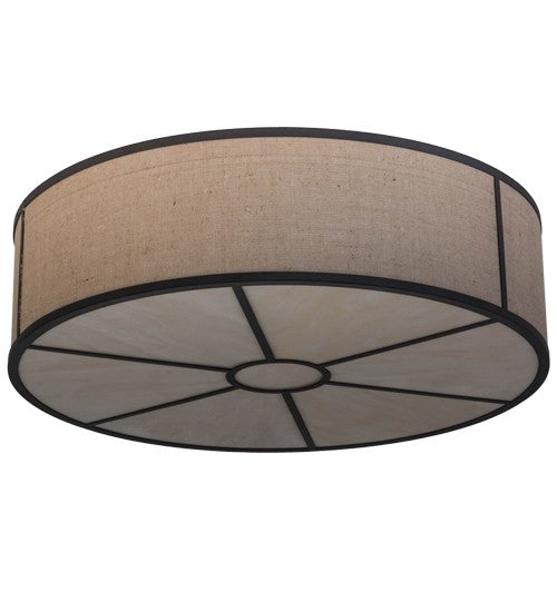 2nd Ave Lighting Cilindro 36" Burlap Textrene Flushmount With Oil Rubbed Bronze Finish