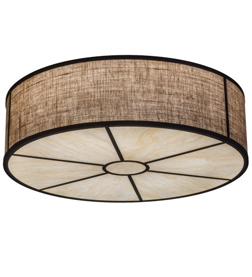 2nd Ave Lighting Cilindro 36" Burlap Textrene Flushmount With Oil Rubbed Bronze Finish