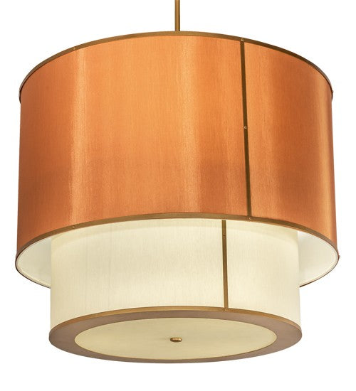 2nd Ave Lighting Cilindro 40" Wide Textrene Two Tier Pendant in Metallic Gold Finish