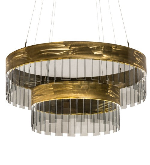 2nd Ave Lighting Cilindro 43" Illusion Two Tier Pendant in Brass Finish