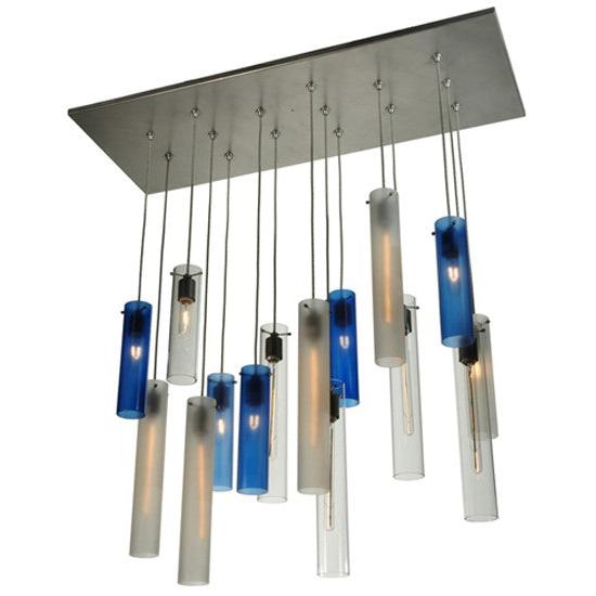 2nd Ave Lighting Cilindro 48" Long 15 LT Cascading Pendant in Nickel Finish