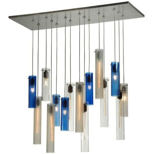 2nd Ave Lighting Cilindro 48" Long 15 LT Cascading Pendant in Nickel Finish