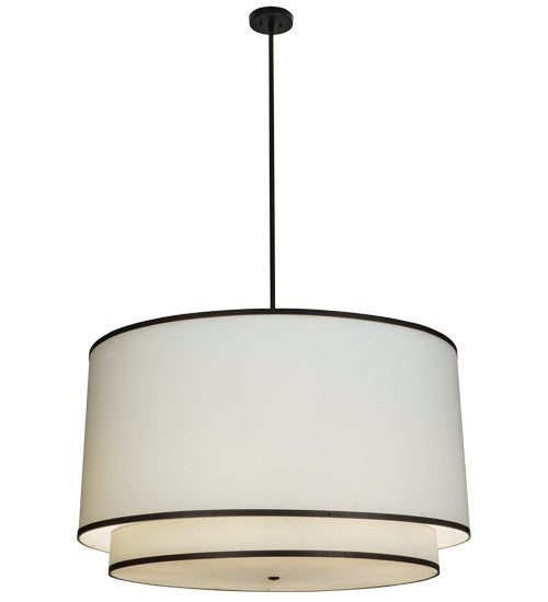 2nd Ave Lighting Cilindro 48" Wide 2 Tier White Textrene Pendant With Satin Black Finish