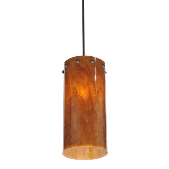 2nd Ave Lighting Cilindro 8" 1-Light E26 Base Amber Swirl Timeless Bronze Pendant Light