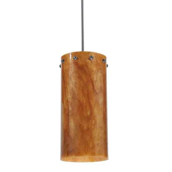 2nd Ave Lighting Cilindro 8" 1-Light E26 Base Amber Swirl Timeless Bronze Pendant Light