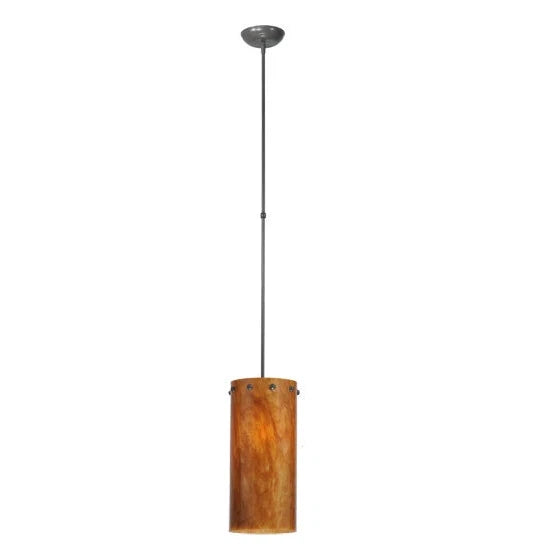 2nd Ave Lighting Cilindro 8" 1-Light E26 Base Amber Swirl Timeless Bronze Pendant Light