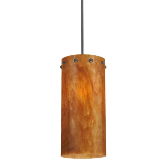 2nd Ave Lighting Cilindro 8" 1-Light E26 Base Amber Swirl Timeless Bronze Pendant Light