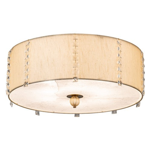 2nd Ave Lighting Cilindro Lujoso 25" Wide Semi-Flushmount in Brass and White Gold Finish