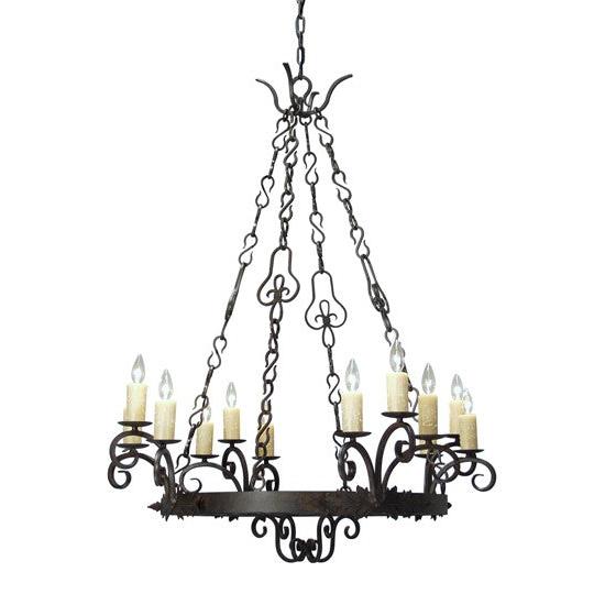 2nd Ave Lighting Clarinda 42" 12-Light Ivory Faux Candlighlights Coffee Bean Metal Chandelier