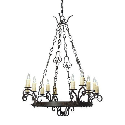 2nd Ave Lighting Clarinda 42" 12-Light Ivory Faux Candlighlights Coffee Bean Metal Chandelier