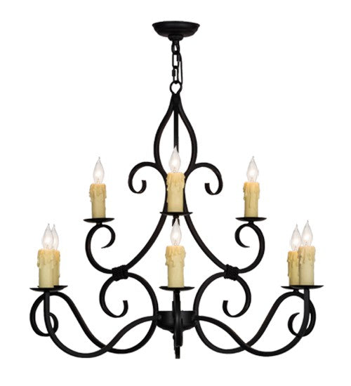 2nd Ave Lighting Clayton 36" Wide 9 Light Chandelier in Blackwash Finish