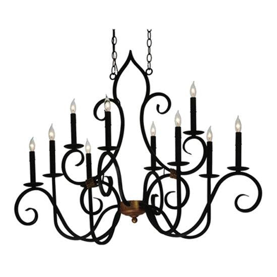 2nd Ave Lighting Clifton 43" 10 LT Oblong Chandelier in Black And Autumn Leaf Finish