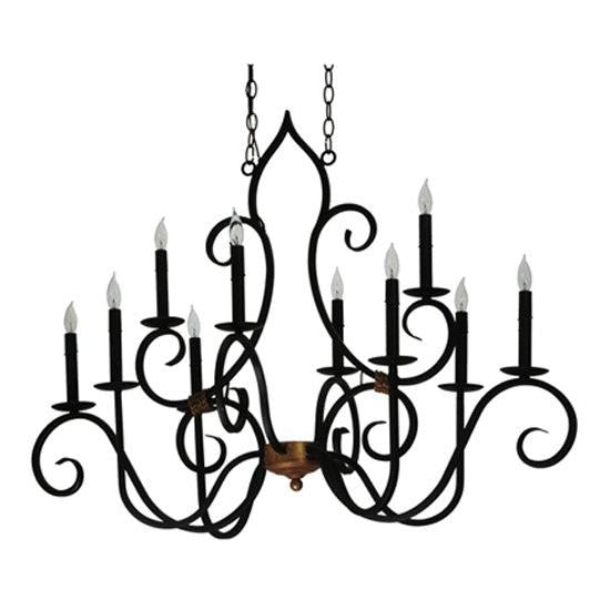 2nd Ave Lighting Clifton 43" 10 LT Oblong Chandelier in Black And Autumn Leaf Finish