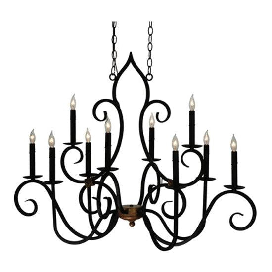 2nd Ave Lighting Clifton 43" 10 LT Oblong Chandelier in Black And Autumn Leaf Finish