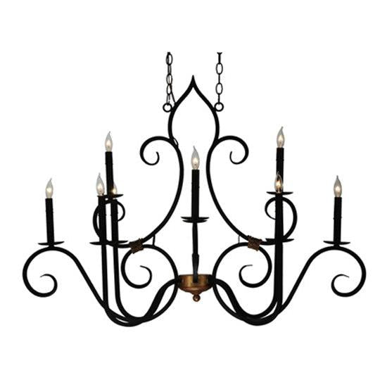 2nd Ave Lighting Clifton 43" 10 LT Oblong Chandelier in Black And Autumn Leaf Finish