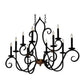 2nd Ave Lighting Clifton 43" 10 LT Oblong Chandelier in Black And Autumn Leaf Finish