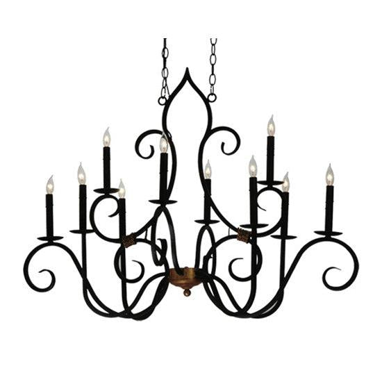 2nd Ave Lighting Clifton 43" 10 LT Oblong Chandelier in Black And Autumn Leaf Finish
