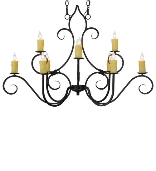 2nd Ave Lighting Clifton 48" Long 10 LT Chandelier in Blackwash Finish
