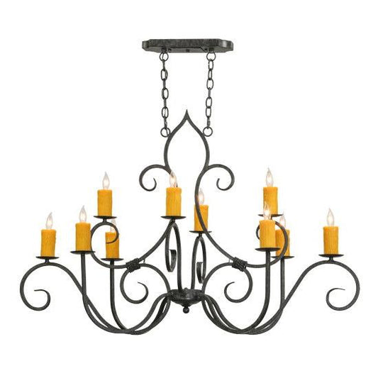 2nd Ave Lighting Clifton 48" Long 10 LT Oblong Chandelier in Antique Iron Gate Finish