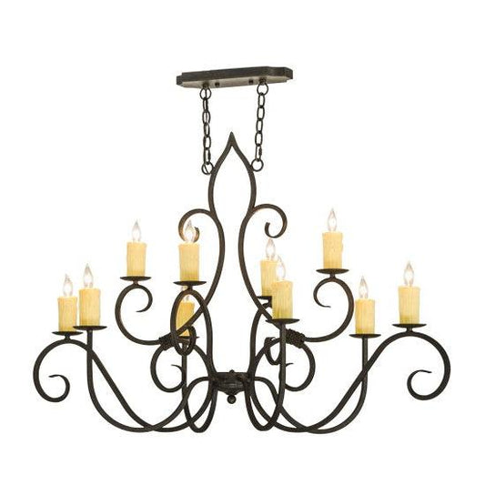 2nd Ave Lighting Clifton 48" Long 10 LT Oblong Chandelier in Chestnut Finish