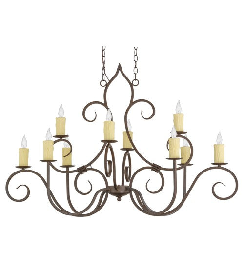 2nd Ave Lighting Clifton 48" Long 10 LT Oblong Chandelier in Classic Rust Finish
