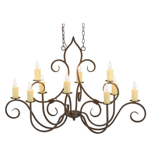 2nd Ave Lighting Clifton 48" Long 10 LT Oblong Chandelier in Classic Rust Finish