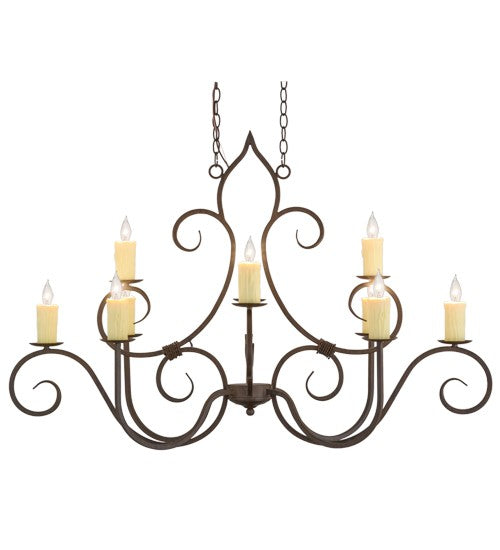2nd Ave Lighting Clifton 48" Long 10 LT Oblong Chandelier in Classic Rust Finish
