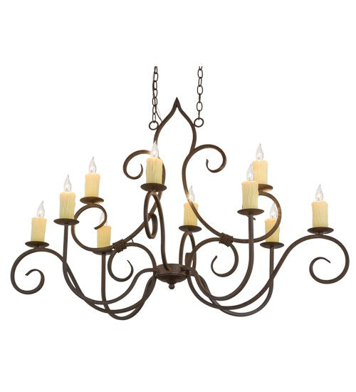 2nd Ave Lighting Clifton 48" Long 10 LT Oblong Chandelier in Classic Rust Finish