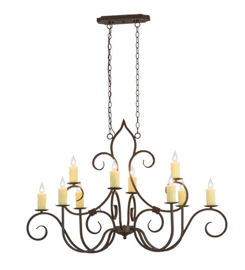 2nd Ave Lighting Clifton 48" Long 10 LT Oblong Chandelier in Classic Rust Finish