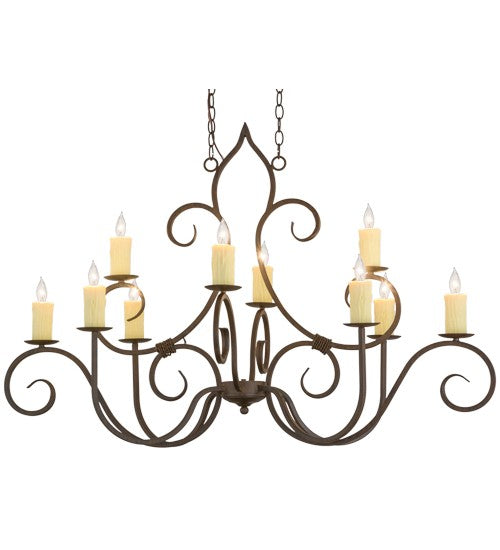 2nd Ave Lighting Clifton 48" Long 10 LT Oblong Chandelier in Classic Rust Finish