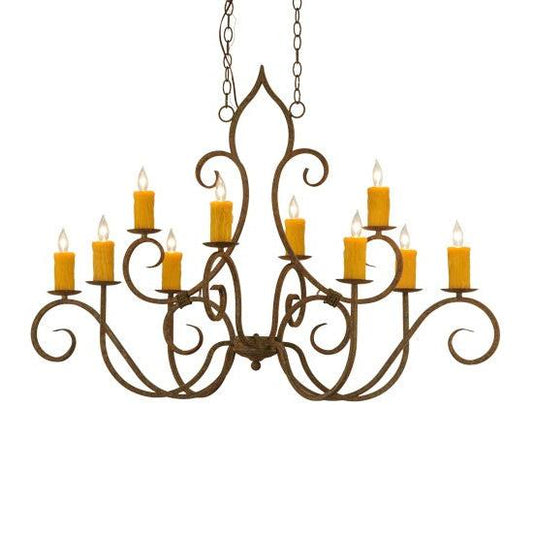 2nd Ave Lighting Clifton 48" Long 10 LT Oblong Chandelier in Organic Rust Finish