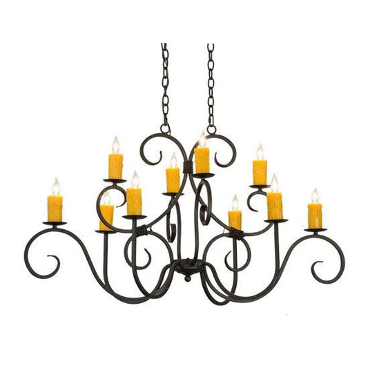 2nd Ave Lighting Clifton 48" Long 10 LT Oblong Chandelier in Textured Chestnut Finish